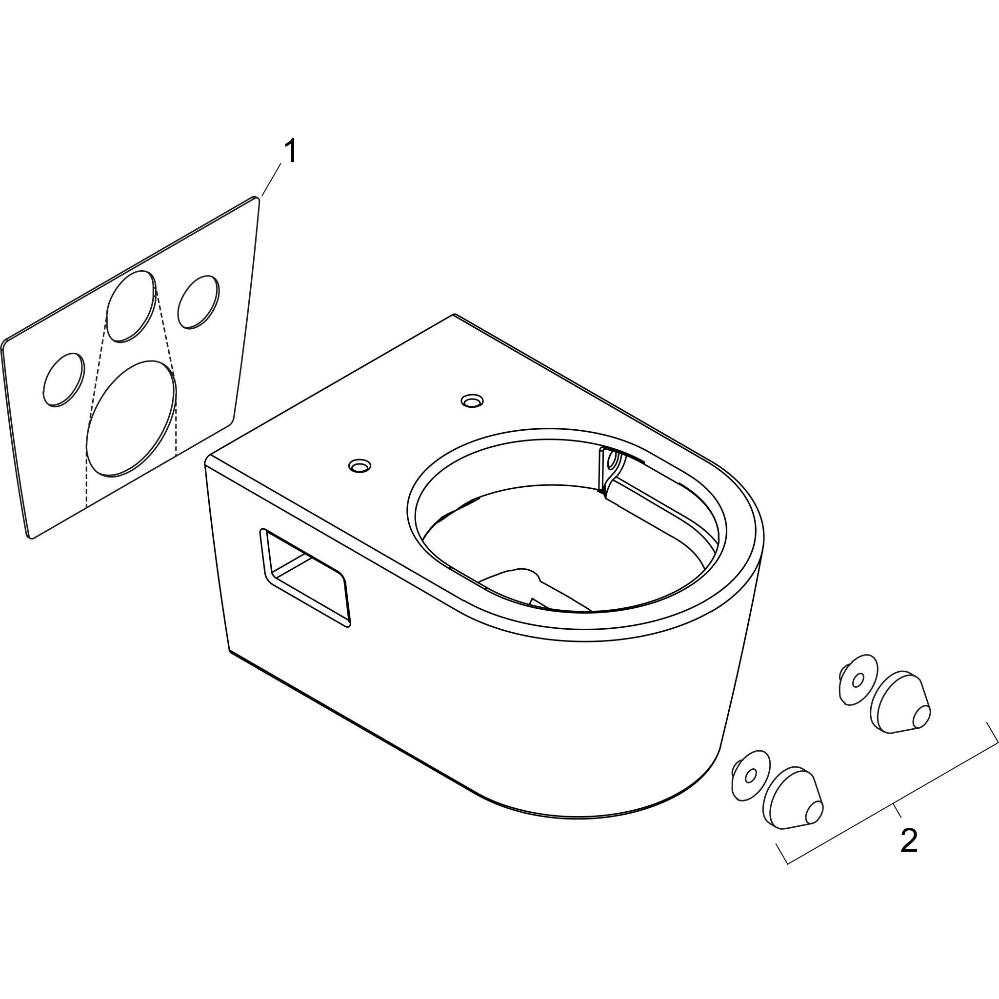 Sơ đồ phụ kiện Bồn cầu treo tường Hansgrohe EluPura Original S 61178450 SmartClean AquaChannel White