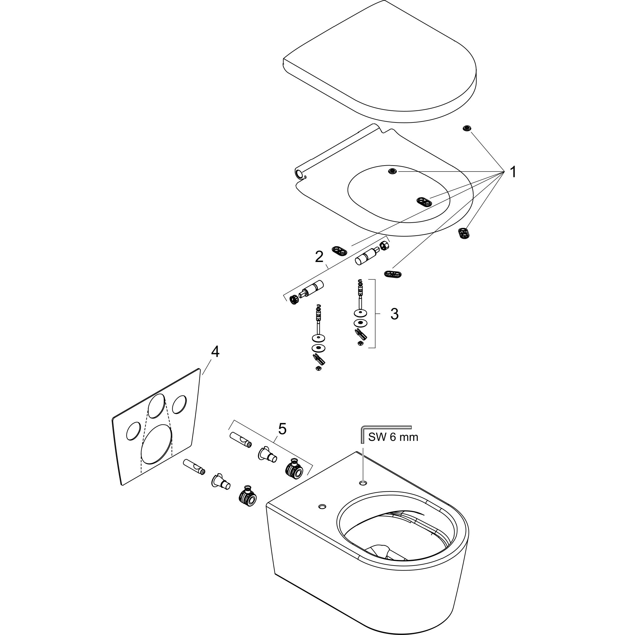 Sơ đồ phụ kiện Nắp bồn cầu Hansgrohe EluPura S 61186450 SmartClean AquaHelix White