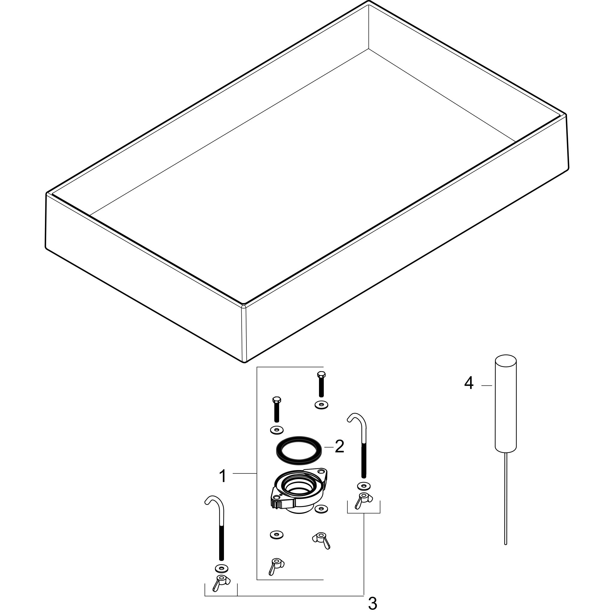 Sơ đồ phụ kiện Chậu lavabo Hansgrohe Xuniva Evo E 63015450 SmartClean HygieneEffect White