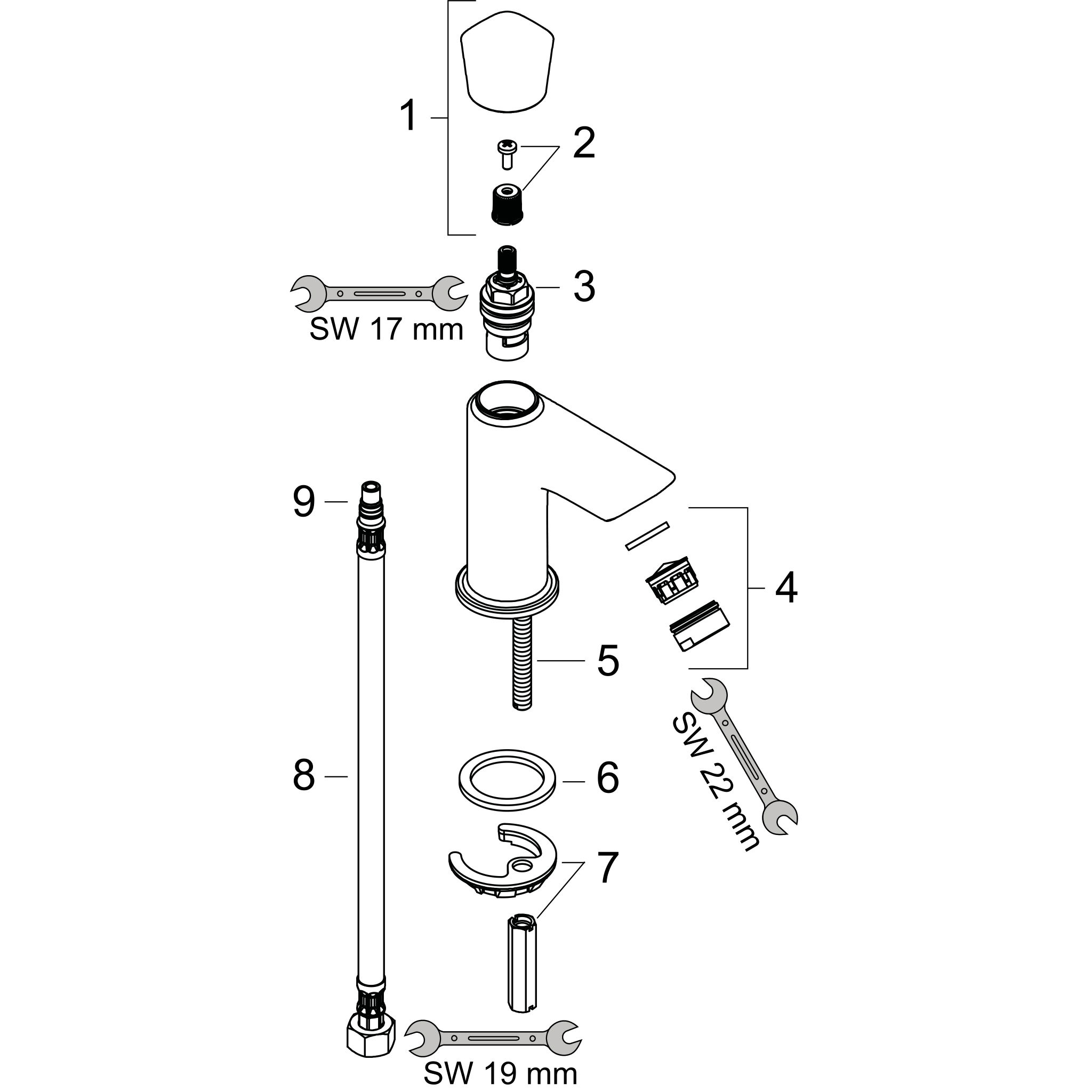 Sơ đồ phụ kiện Vòi lavabo Hansgrohe Logis Q 71120000 Chrome