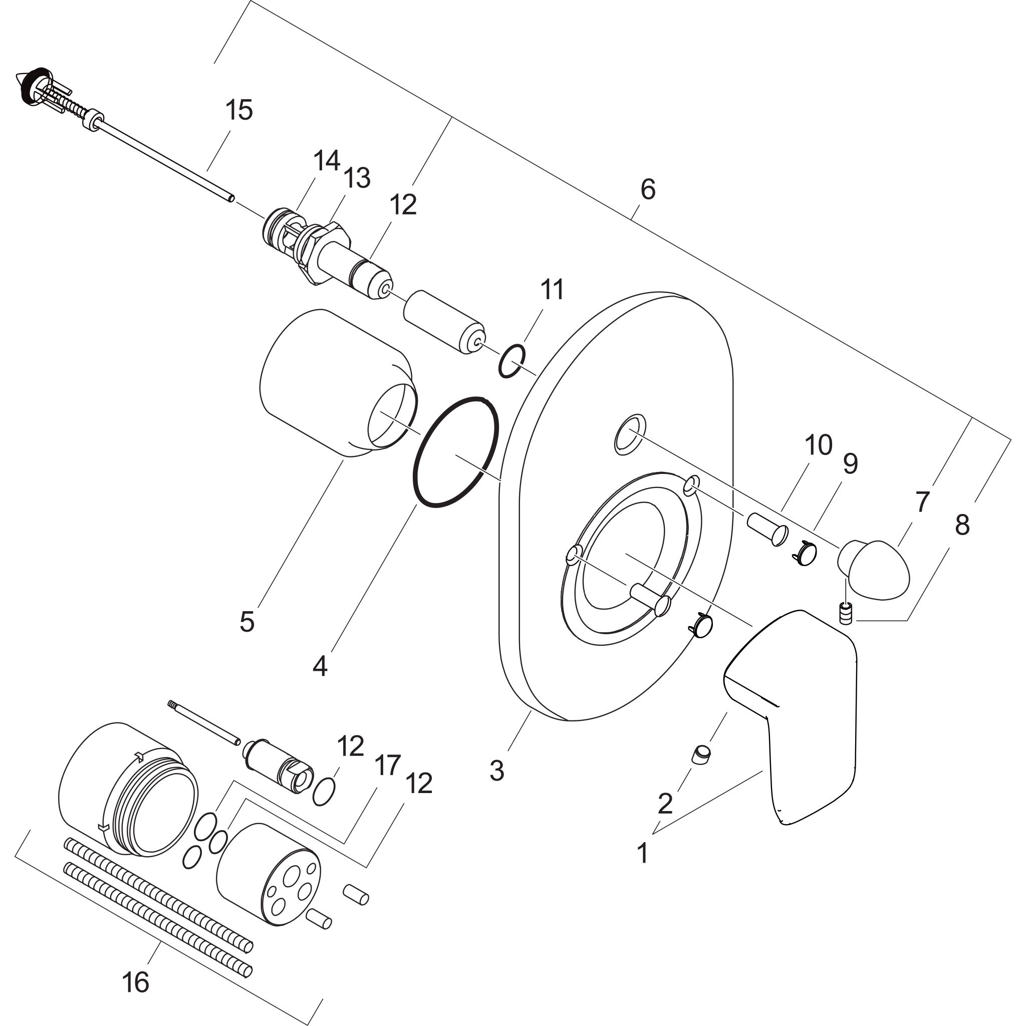 Sơ đồ phụ kiện Bộ trộn bồn tắm gạt đơn Hansgrohe Neovis Q 71484000 Chrome