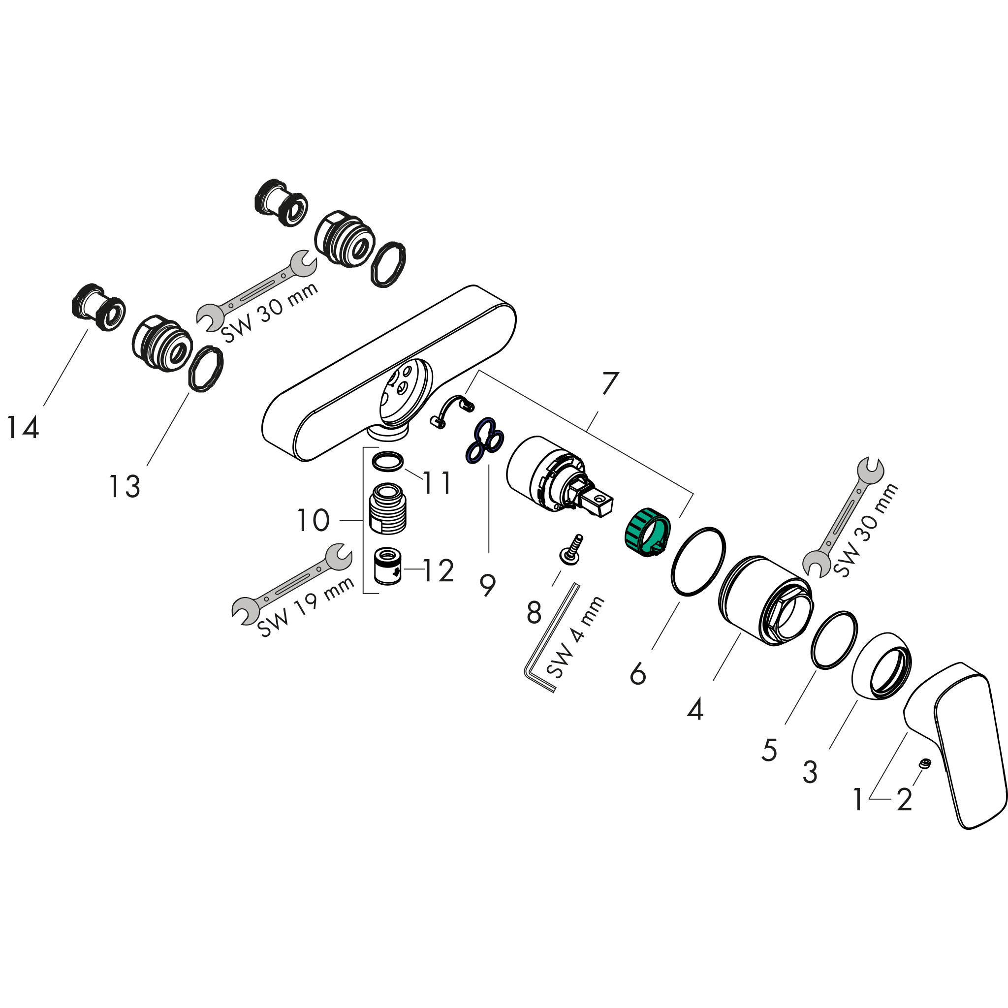 Sơ đồ phụ kiện Vòi sen Hansgrohe Logis 71630000 Chrome