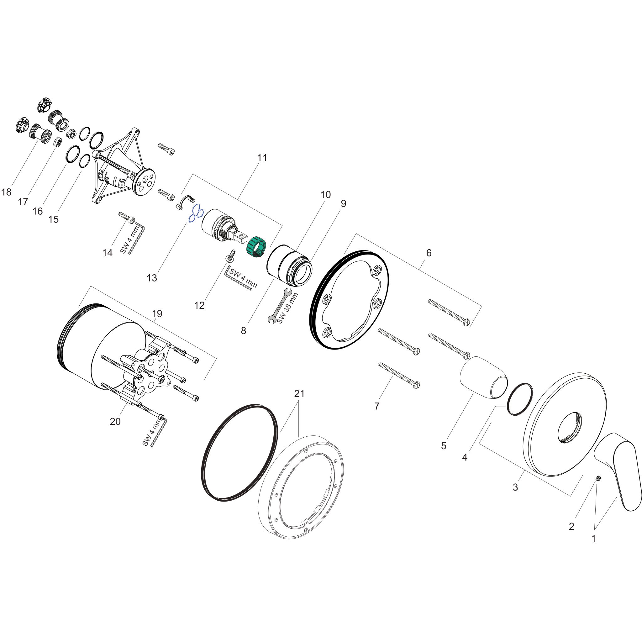 Sơ đồ phụ kiện Vòi sen Hansgrohe Vernis Blend 71667000 Chrome
