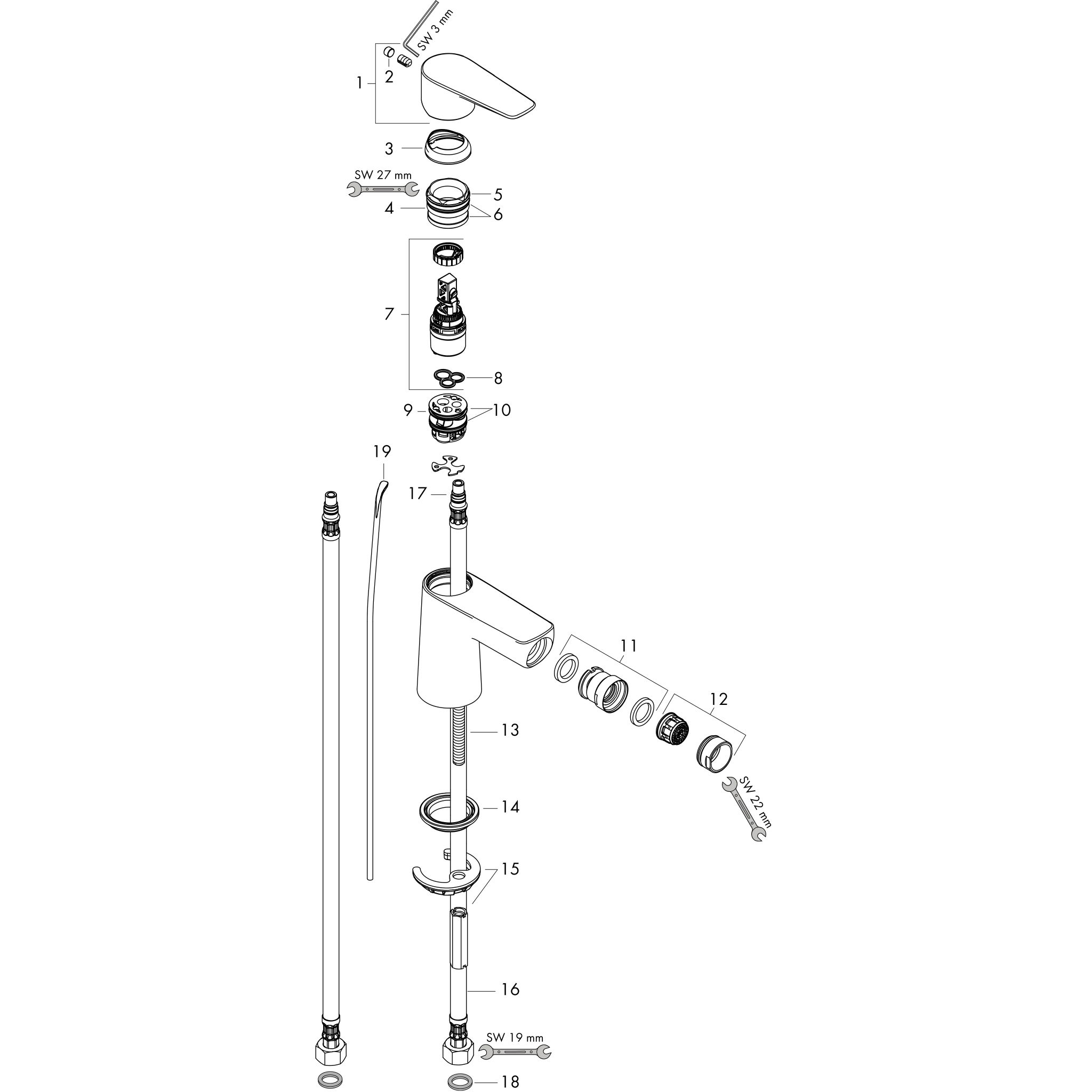 Sơ đồ phụ kiện Vòi bidet Hansgrohe Talis E 71720000 Chrome