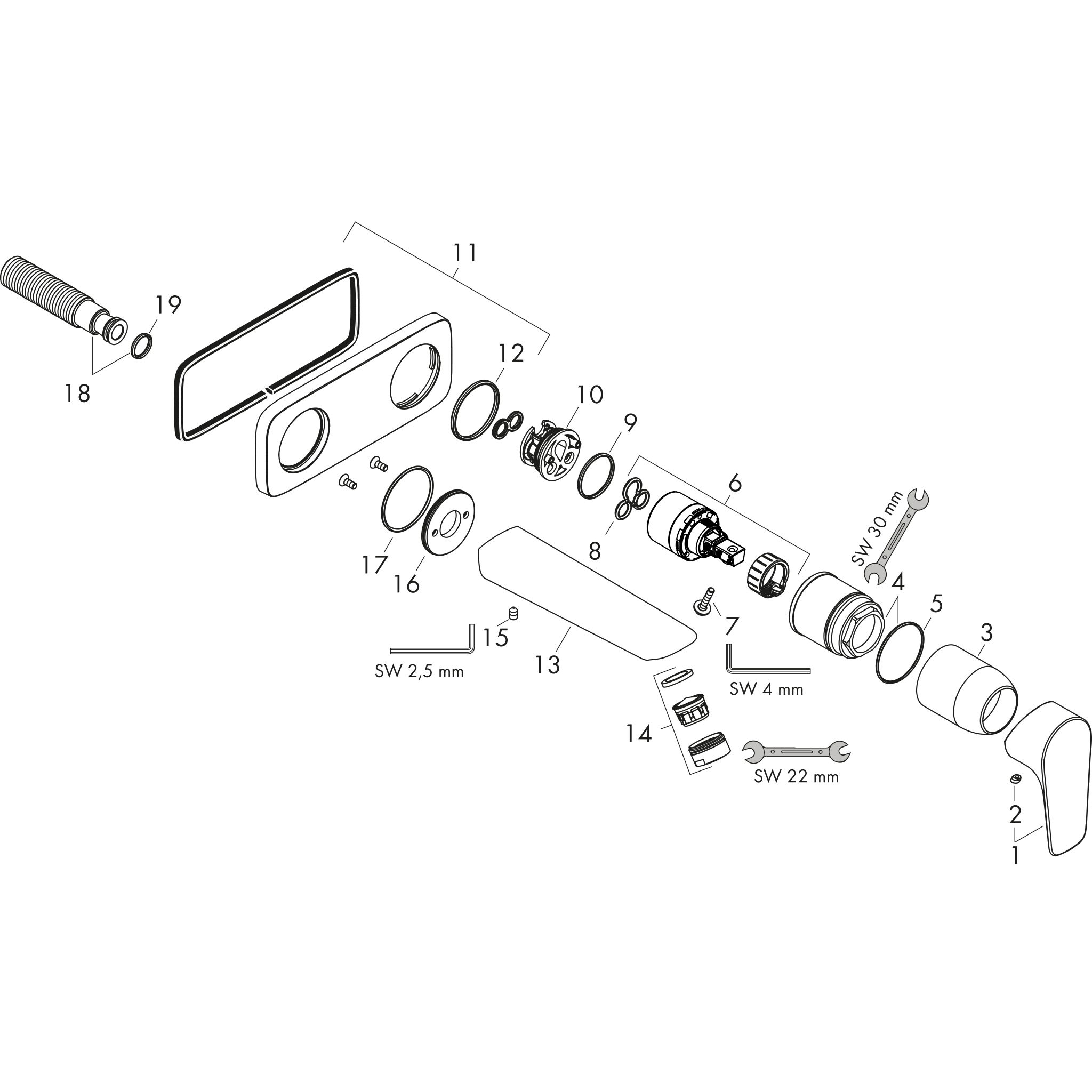Sơ đồ phụ kiện Vòi lavabo gạt đơn Hansgrohe Talis E 71734000 Chrome