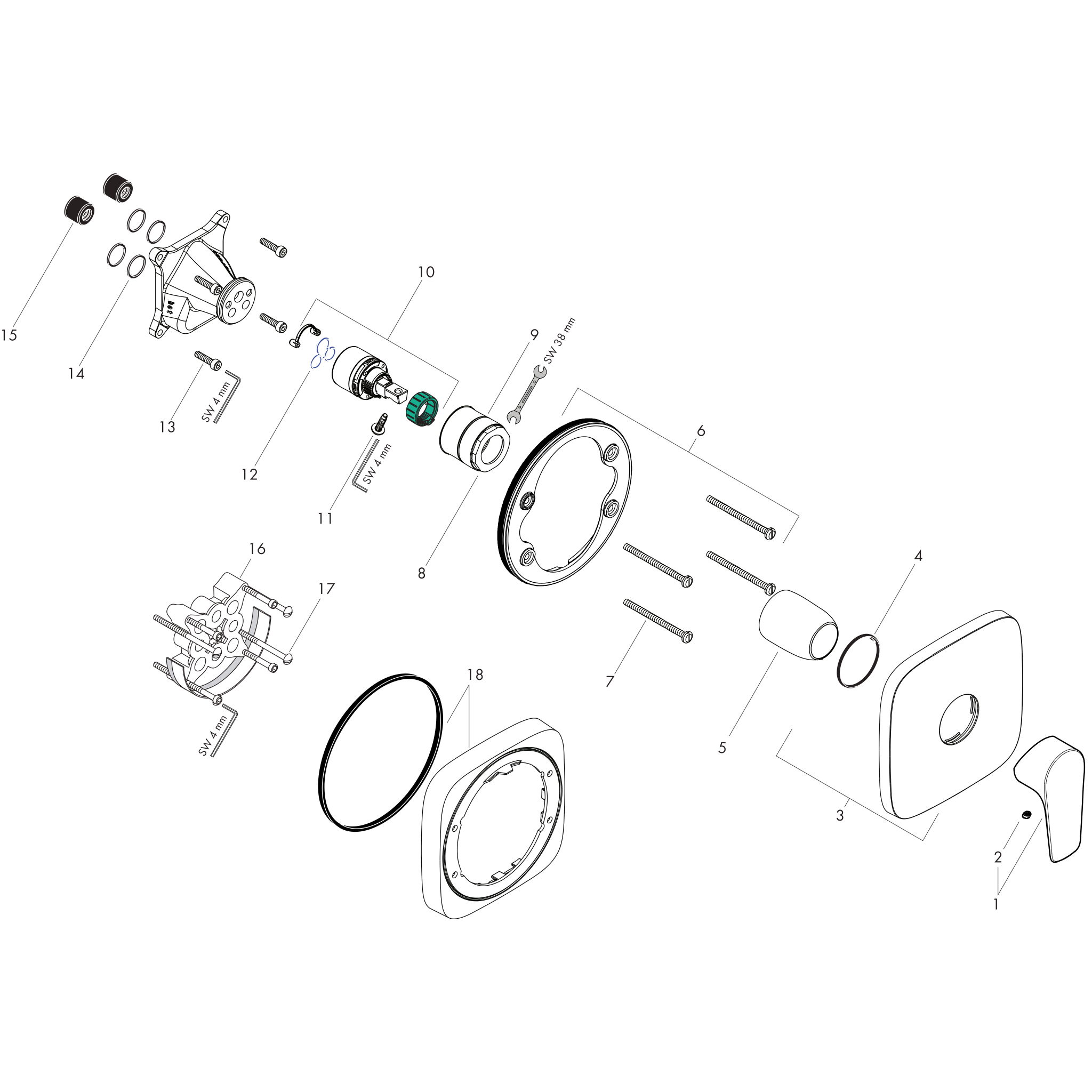 Sơ đồ phụ kiện Vòi sen Hansgrohe Talis E 71765000 Chrome