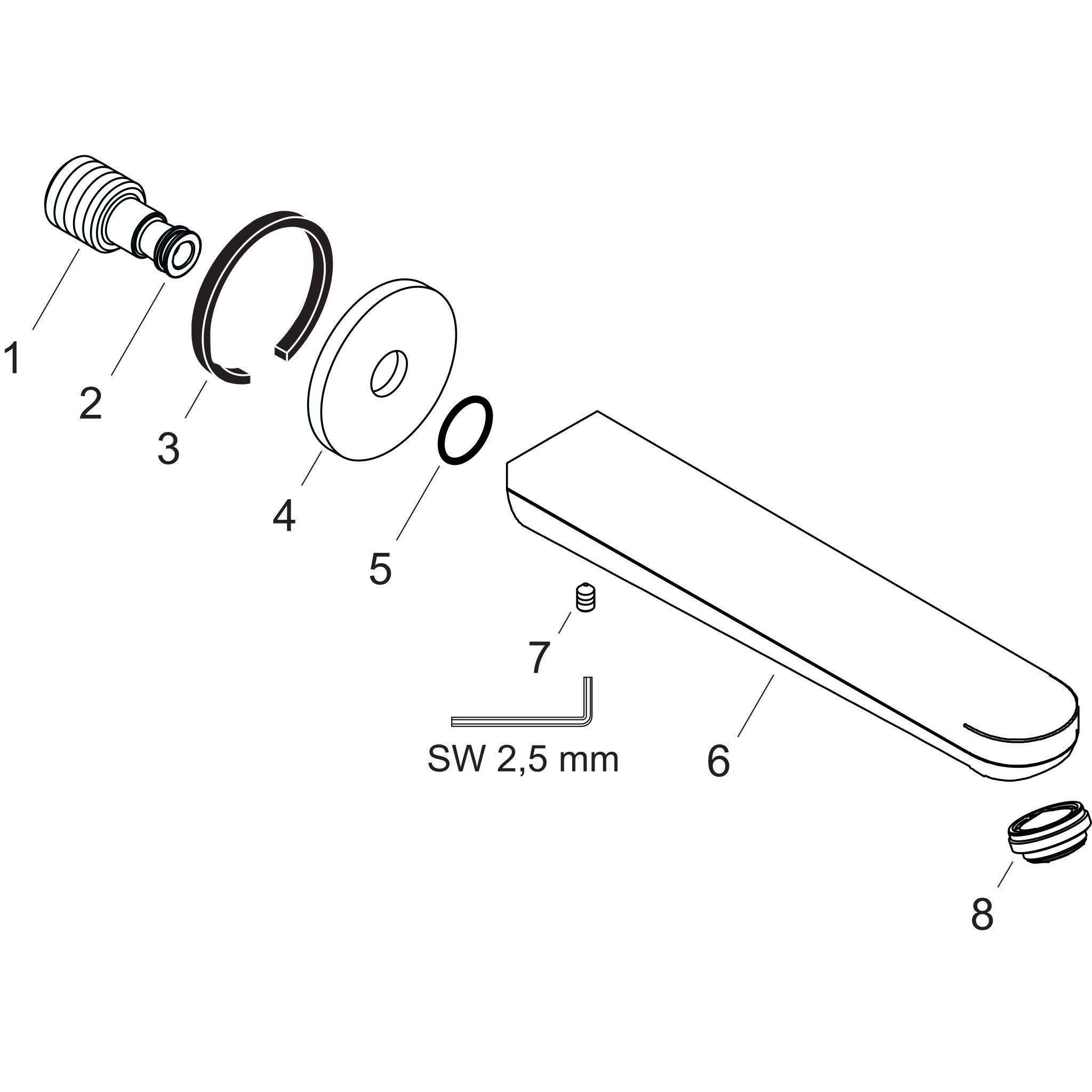 Sơ đồ phụ kiện Vòi xả bồn tắm Hansgrohe Rebris S 72430000 Chrome