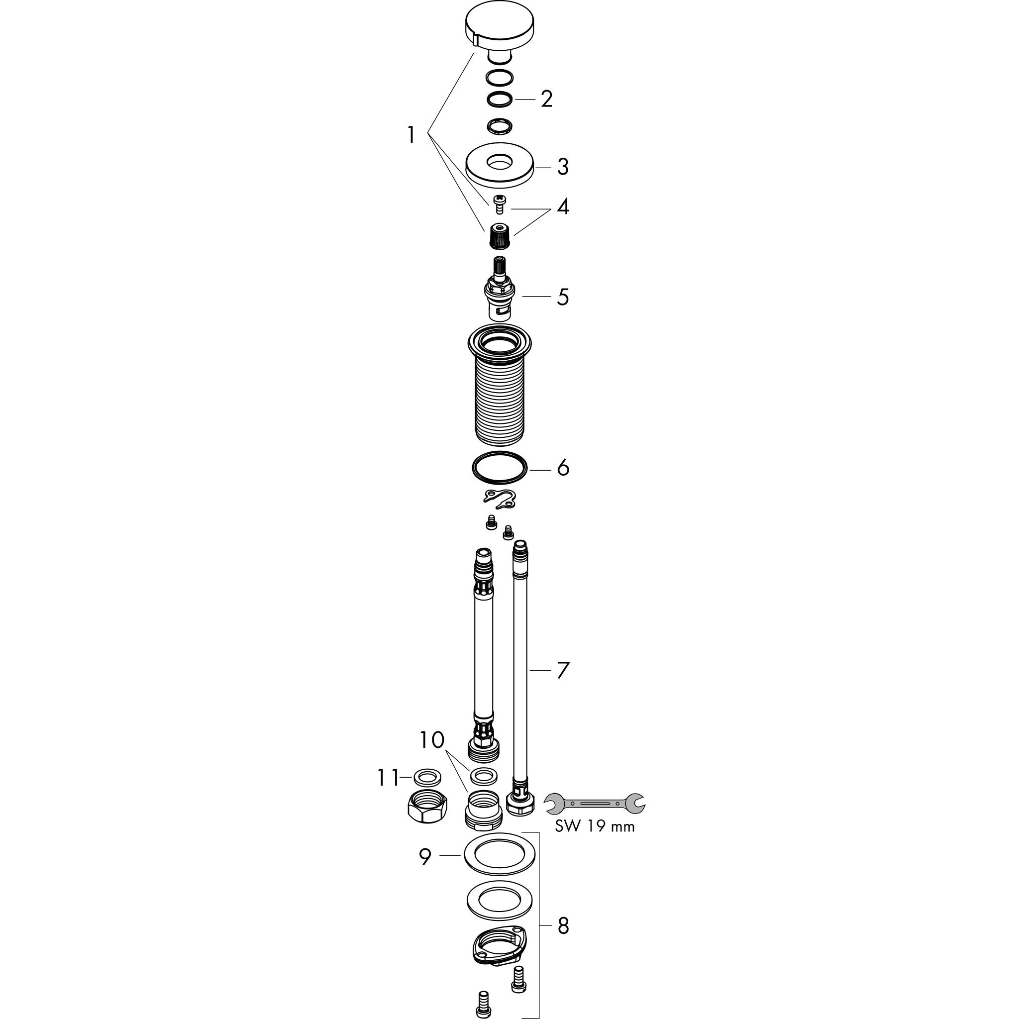 Sơ đồ phụ kiện Van khóa Hansgrohe 72841000 Chrome