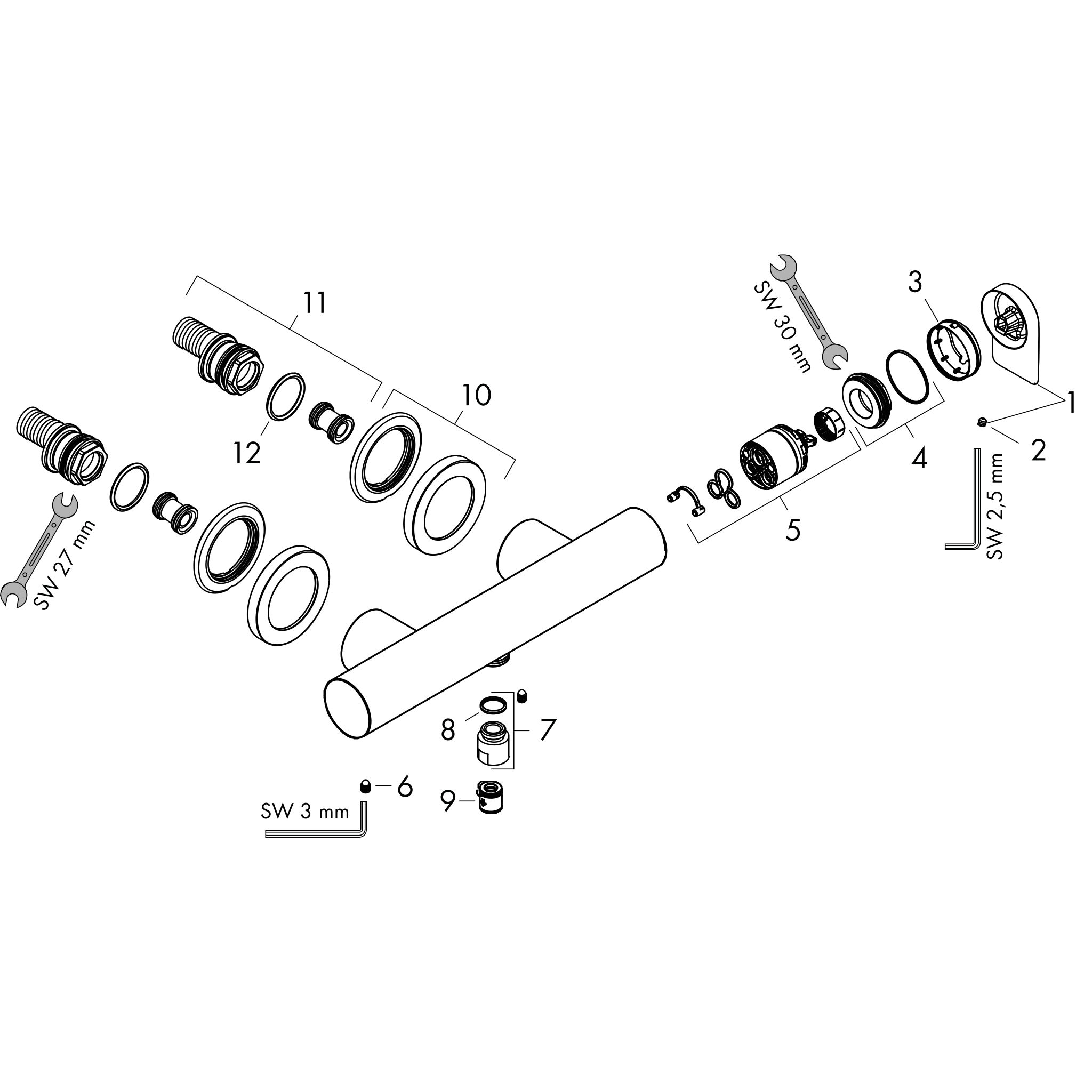 Sơ đồ phụ kiện Vòi sen Hansgrohe Vivenis 75620000 Chrome