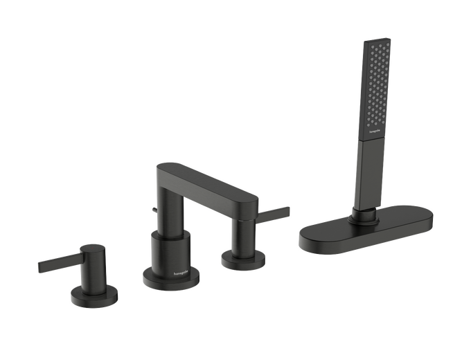 Bộ trộn bồn tắm gắn thành Hansgrohe Finoris 76444340 Brushed Black Chrome